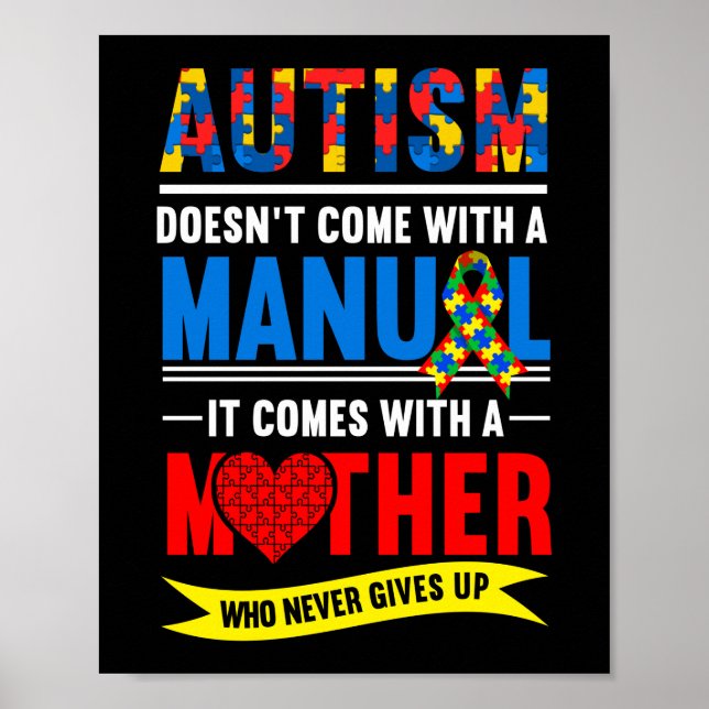 Autism Manual Mamma Mor Mamma Flower Rainbow Poster (Framsidan)