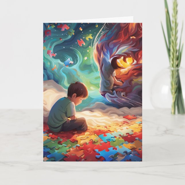 Autism-mappat gratulationskort kort (Framsida)