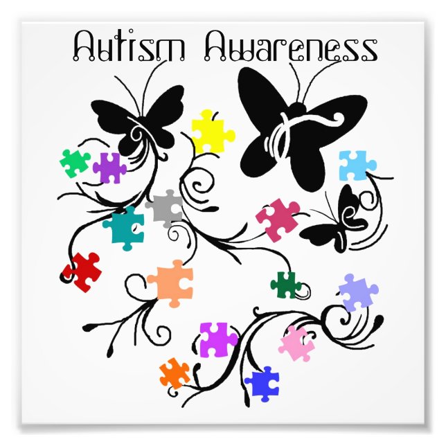Autism med Butterflies och delara foto-utskrifter Fototryck (Framsidan)