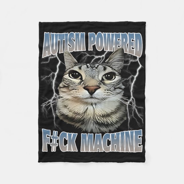 Autism med F#ck Maskin Funny Cat Meme Autisti Fleecefilt (Framsidan)