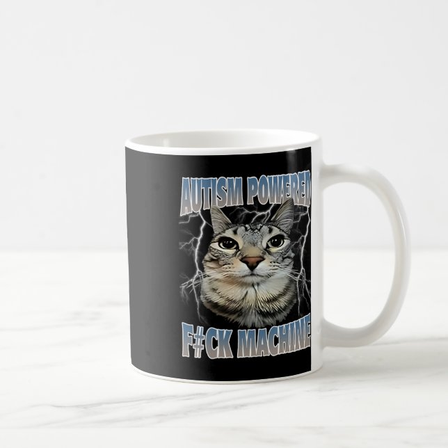 Autism med F#ck Maskin Funny Cat Meme Autisti Kaffemugg (Höger)