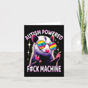 Autism med F#ck Maskin Funny Meme Opossum Aut Kort