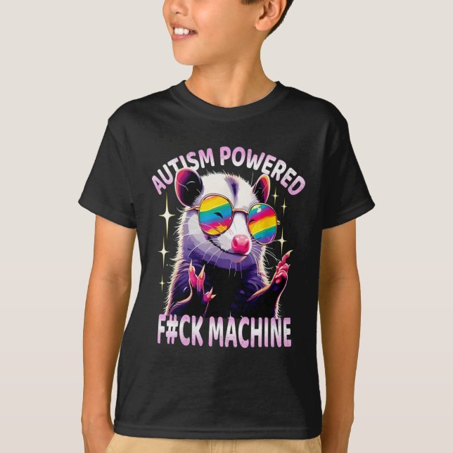 Autism med F#ck Maskin Funny Meme Opossum Aut T Shirt (Framsida)