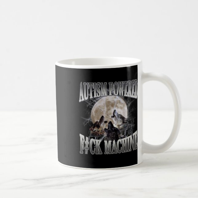 Autism med F#ck Maskin Funny Meme Varg Autist Kaffemugg (Höger)