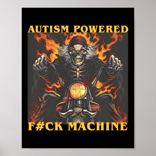 Autism med F#ck Maskin Funny Skeleton Meme Poster (Framsidan)