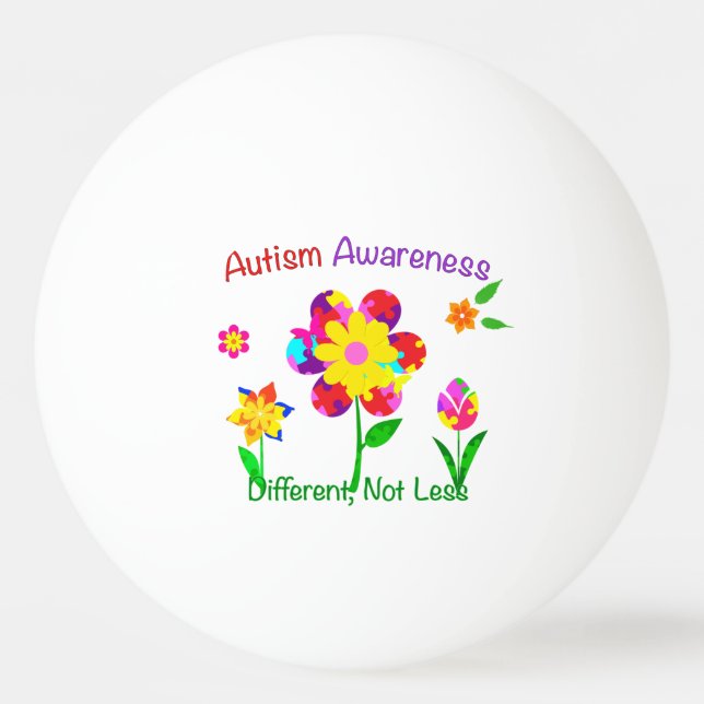 Autism Medvetande Blommor Pingisboll (Framsidan)