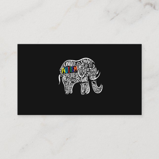 Autism Medvetande Elefant Visitkort (Framsida)