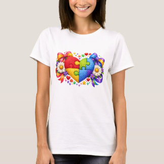 Autism Medvetande Hjärtpussel Coquette Band T Shirt