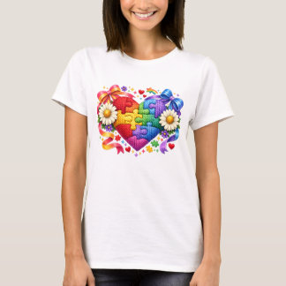 Autism Medvetande Hjärtpussel Coquette Band T Shirt