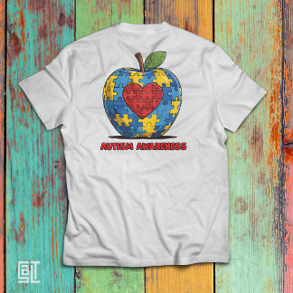 Autism Medvetande Pussel Äpple Hjarta T Shirt