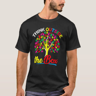 Autism Medvetande Stöd Tänk Utanför Boxen Träd T Shirt
