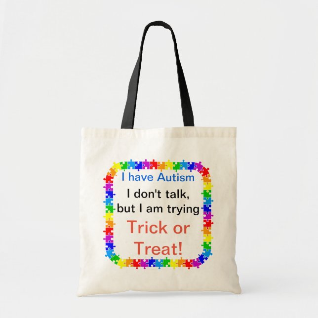 Autism Medvetande Trick or Treat påse Anpassa Tygkasse (Framsidan)