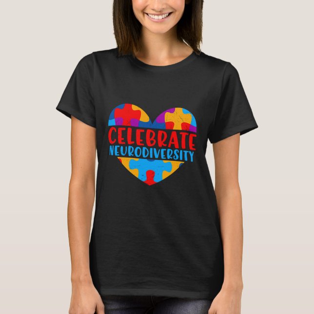 Autism - medvetandegörande Firar Autism i neurodiv T Shirt (Framsida)