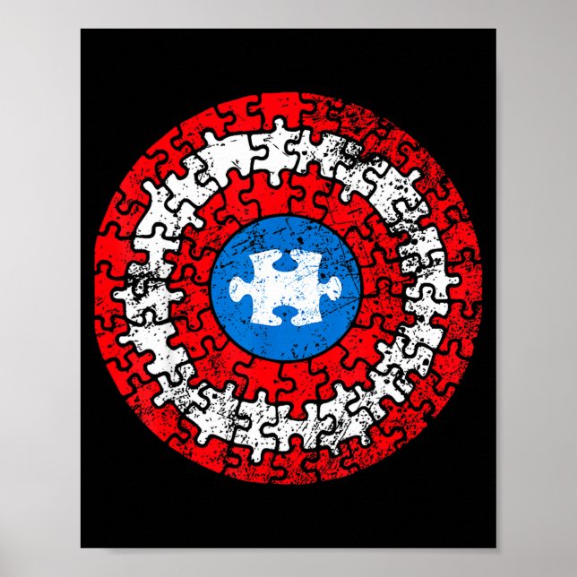 Autism Medveten Kapten Tröja Stöd Autistisk Su Poster (Framsidan)
