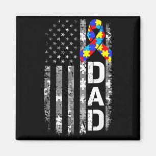 Autism medveten pappa usa flagga fadersdag  magnet