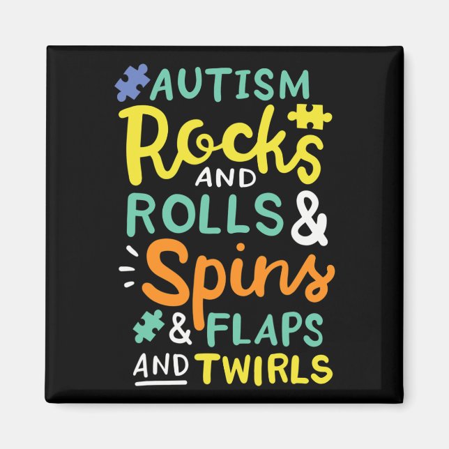 Autism Medvetenhet 3 Magnet (Framsidan)