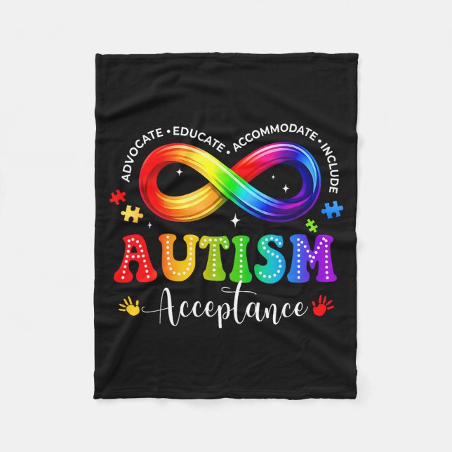 Autism medvetenhet acceptans oändlighetssymbol fleecefilt (Framsidan)