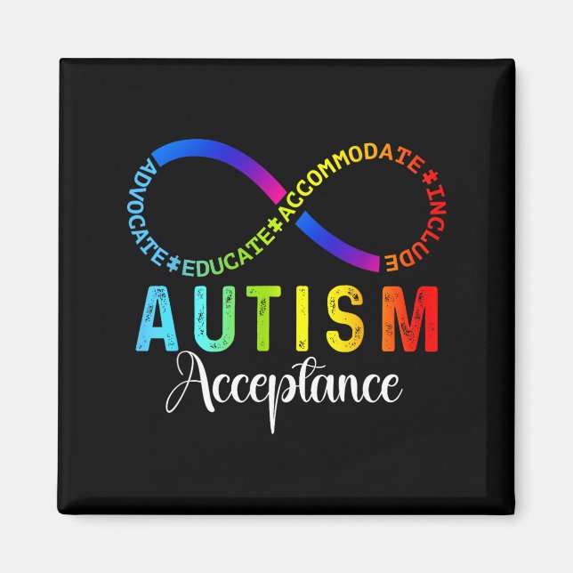 Autism medvetenhet acceptans oändlighetssymbol magnet (Framsidan)