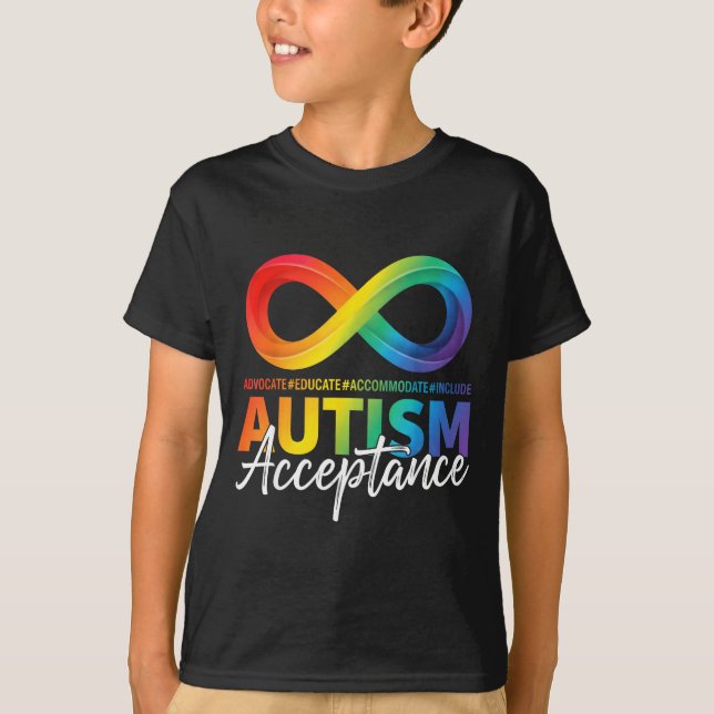 Autism medvetenhet acceptans oändlighetssymbol t shirt (Framsida)