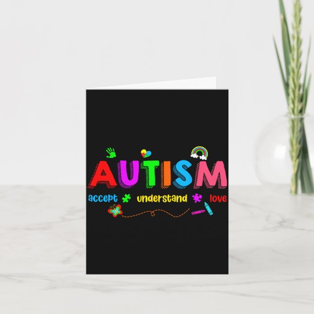 Autism medvetenhet acceptera förstå lärare män kort (Framsida)