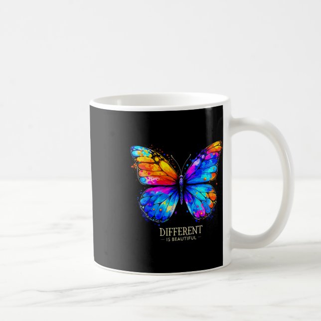 Autism Medvetenhet Annorlunda Är Vacker Fjäril  Kaffemugg (Höger)