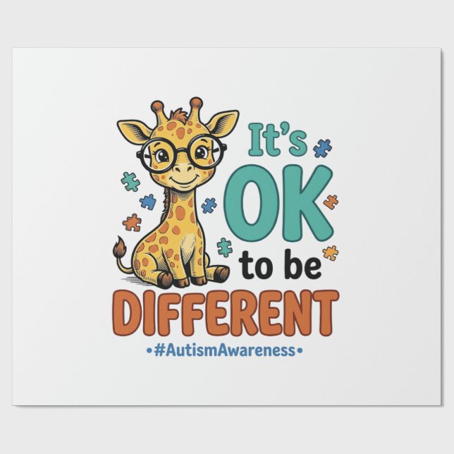 Autism Medvetenhet Annorlunda Giraffe Vintage Tröj Presentpapper (Platt)