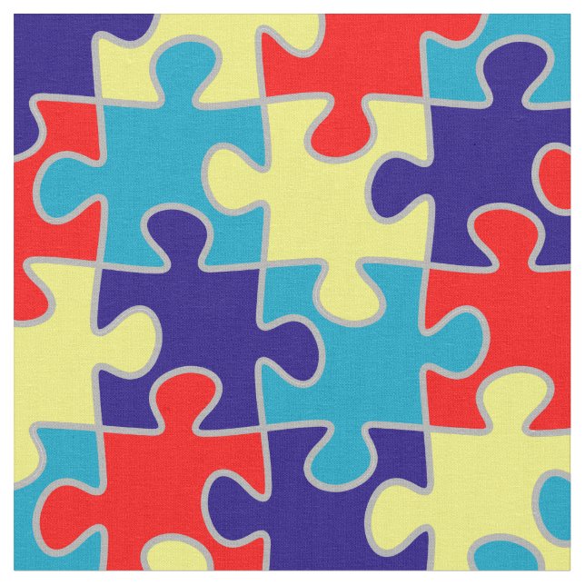 Autism Medvetenhet ASD Aspergers Pussel Mönster Tyg (Närbild)