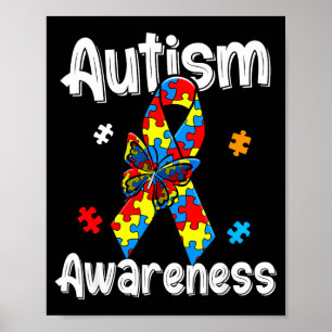 Autism medvetenhet band butterfly pusselbitar poster