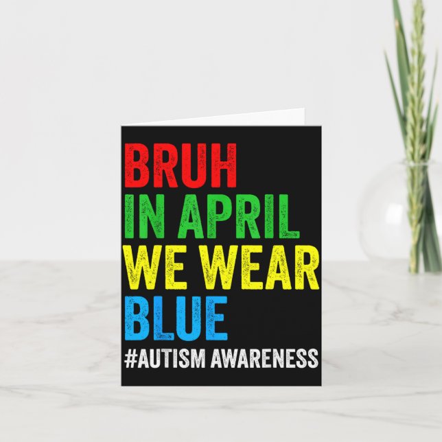 Autism Medvetenhet Barn Pojkar Bruh i April Bär Bl Kort (Framsida)