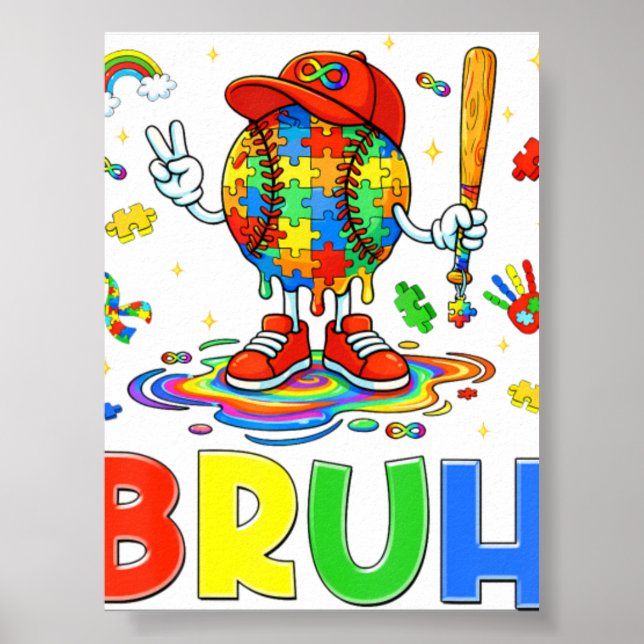 Autism Medvetenhet Baseball Bruh Pussel Poster (Framsidan)