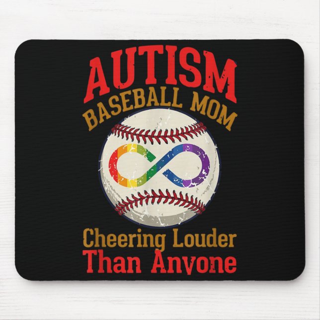 Autism Medvetenhet Baseboll Mamma Glad Mamma Mor Musmatta (Framsidan)