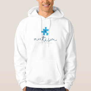 autism medvetenhet blå pusselbit hjärta hoodie