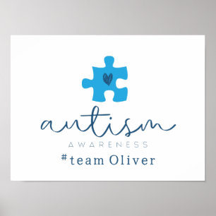 autism medvetenhet blå pusselbit #team namn poster