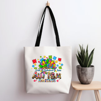 Autism Medvetenhet Blomma Tote Väska