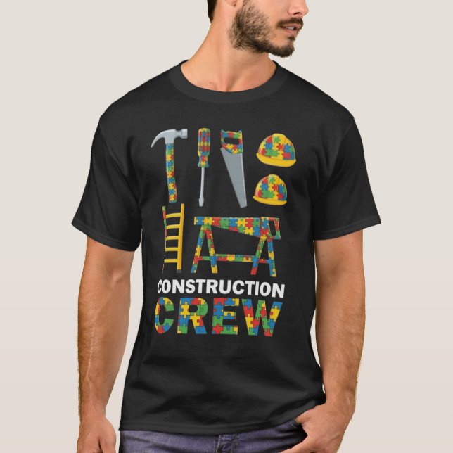 Autism Medvetenhet Byggarbetslag T Shirt (Framsida)