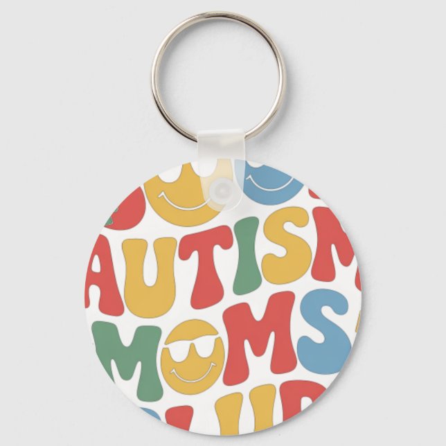 Autism Medvetenhet Cool Autism Moms Klubb Nyckelring (Framsida)