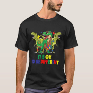 Autism Medvetenhet Dinosaurie Dino Pojkar Flickor  T Shirt