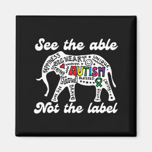 Autism Medvetenhet Elefant Se Den Möjliga Inte Mär Magnet