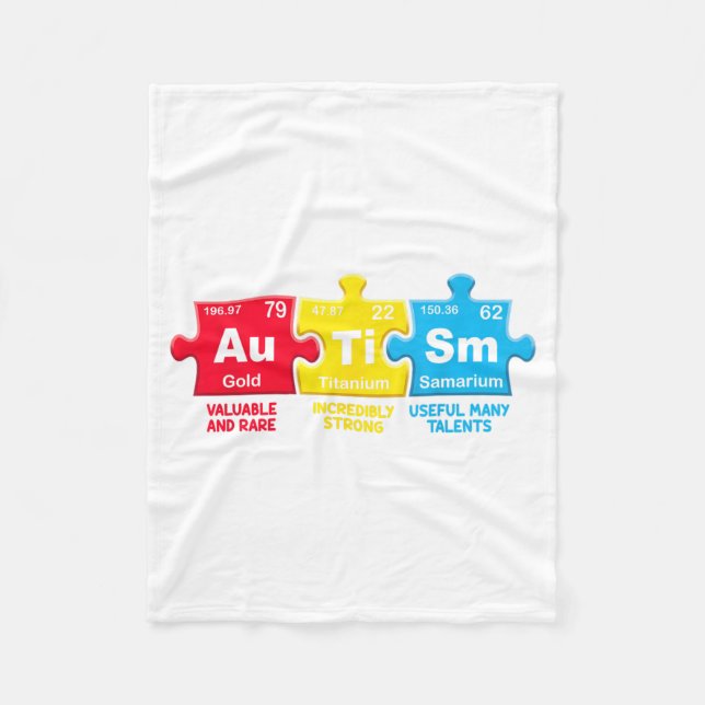 Autism Medvetenhet Element Periodiska Systemet ASD Fleecefilt (Framsidan)
