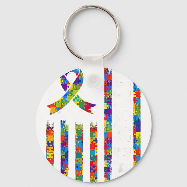 Autism Medvetenhet Flaggpussel Autismstöd Nyckelring (Framsida)