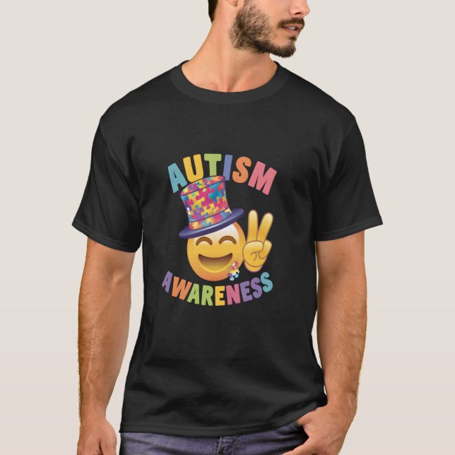 Autism Medvetenhet Fredstecken T Shirt (Framsida)
