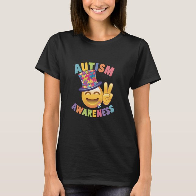 Autism Medvetenhet Fredstecken T Shirt (Framsida)