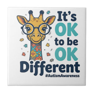 Autism Medvetenhet Giraff Det är OK att vara annor Kakelplatta
