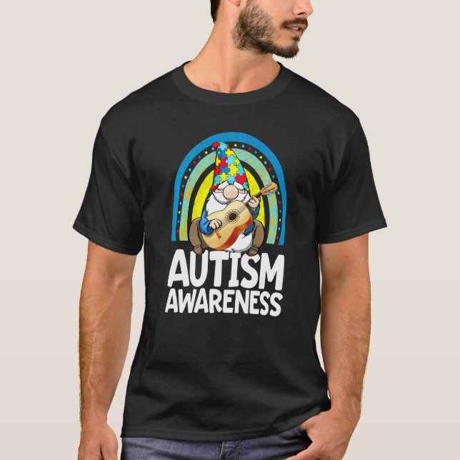 Autism Medvetenhet Gnome Regnbåge  Autism Barn Kär T Shirt (Framsida)