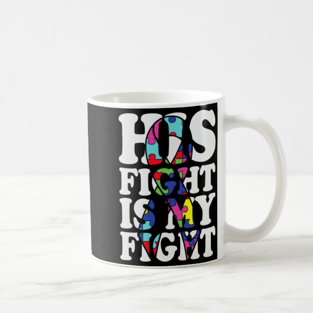 Autism Medvetenhet Hans Kamp Är Min Kamp Stöd Aut Kaffemugg (Höger)