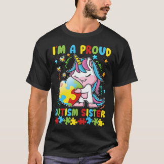 Autism Medvetenhet Hjärta Enhörning Tjej Stolt Aut T Shirt