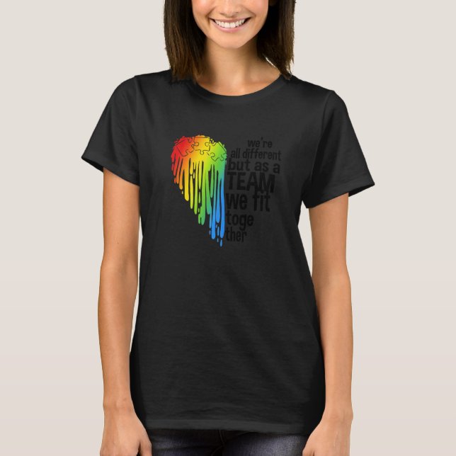 Autism Medvetenhet Hjärta T Shirt (Framsida)