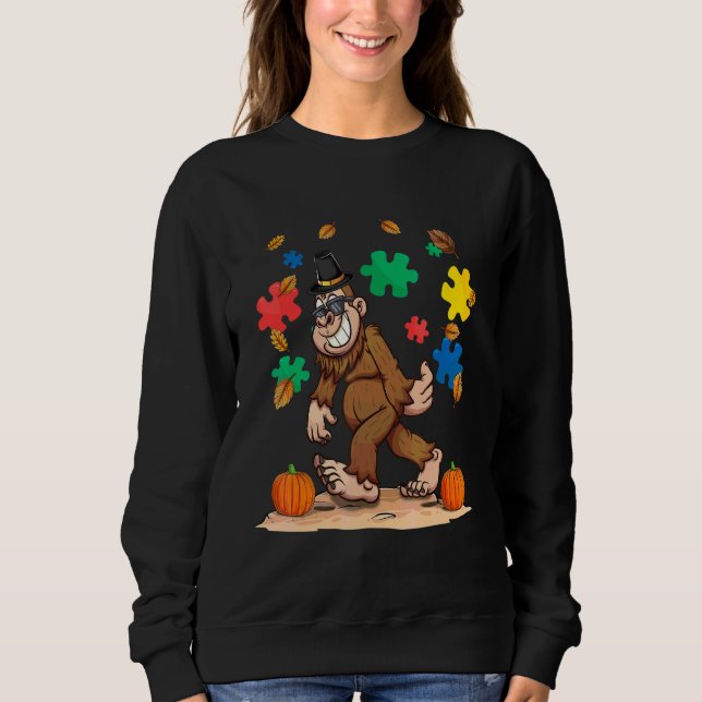 Autism Medvetenhet Höst Blad Höst Tacksägelse Puss T Shirt (Framsida)