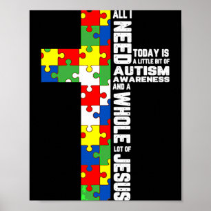 Autism Medvetenhet Jesus Kors Pussel Cool Kristna Poster