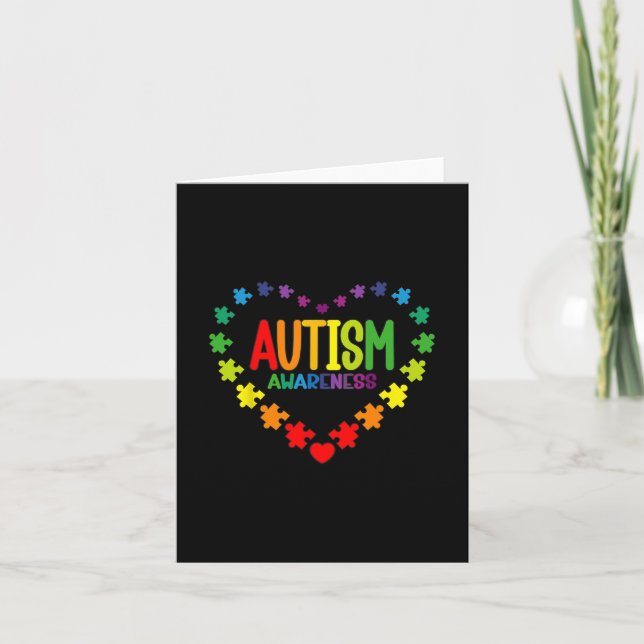 Autism Medvetenhet Kärlek Hjärtpusselbit Present M Kort (Framsida)
